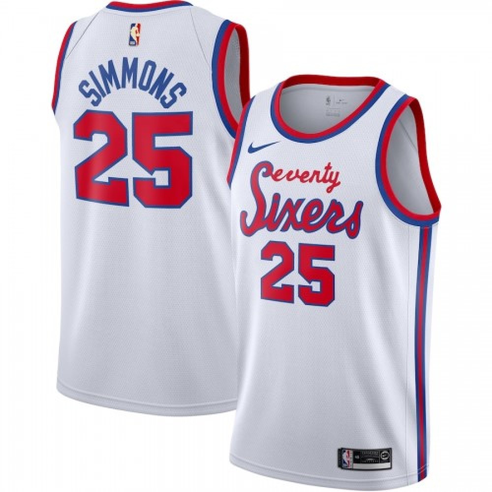 Men's Philadelphia 76ers Ben Simmons #25 White Hardwood Classics Finished Swingman Jersey-Pro Kit Vault | Brand New 26/27 Sports Jerseys